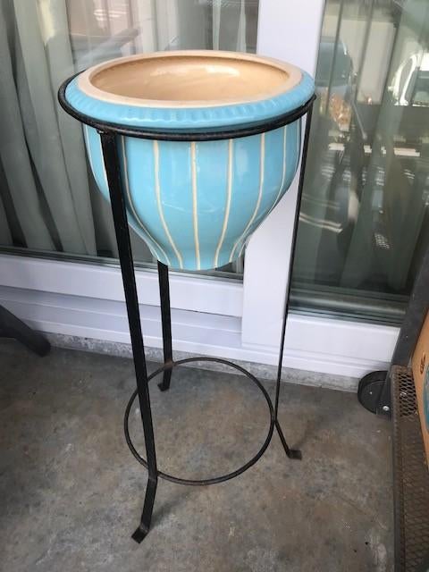 Pot fleurs sur pied XXL métal et céramique H 76 😍💑🎁👌, Jardin & Terrasse, 70 cm ou plus, Enlèvement ou Envoi, 25 à 40 cm, Rond