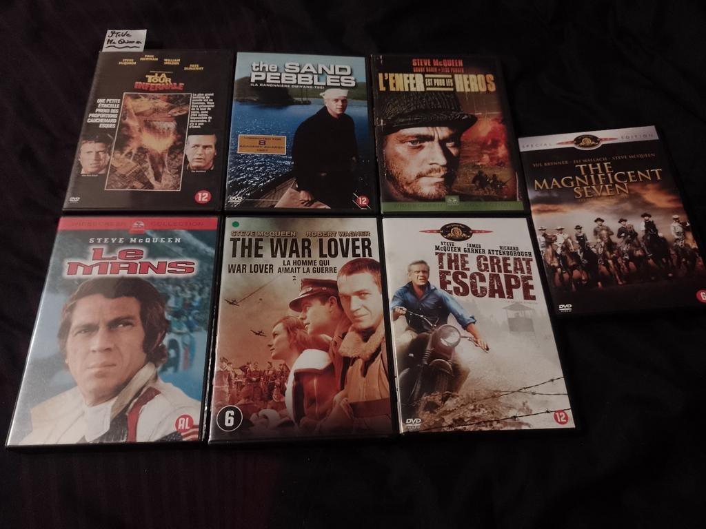 A vendre en DVD 7 films Steve McQueen, À partir de 9 ans, Enlèvement ou Envoi, Comme neuf, Action