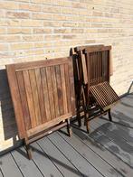 Teak tuintafel met 2 inklapbare stoelen, Tuin en Terras, Ophalen, Gebruikt