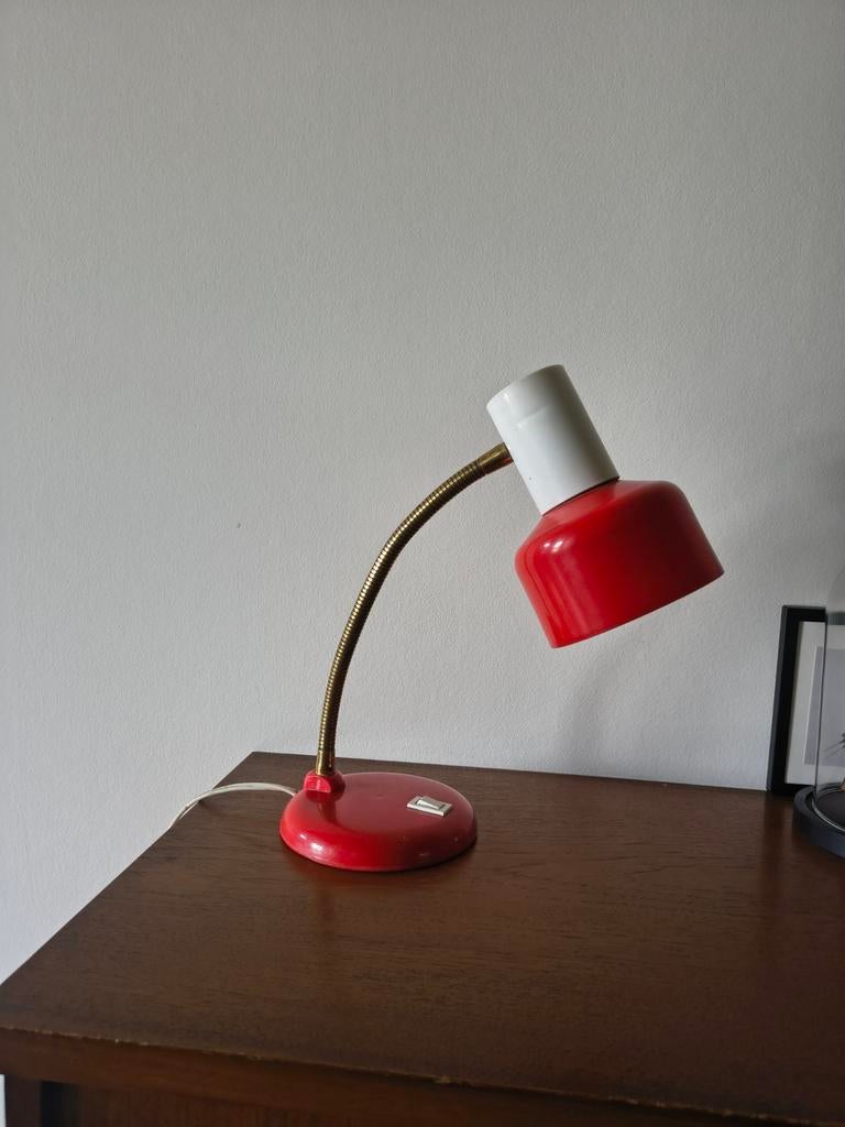 Lampe de bureau vintage rouge blanc, Enlèvement, Utilisé, Synthétique, Vintage