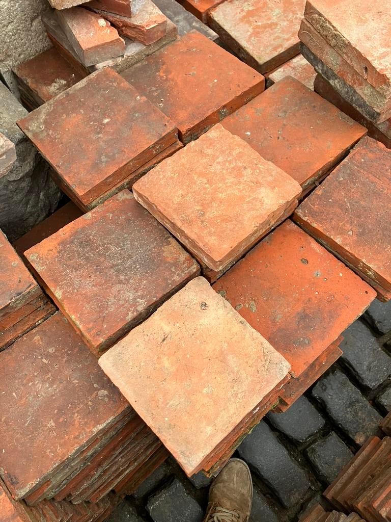 Lot antieke terracotta tegels Voor info BELLEN 0474220705, Enlèvement