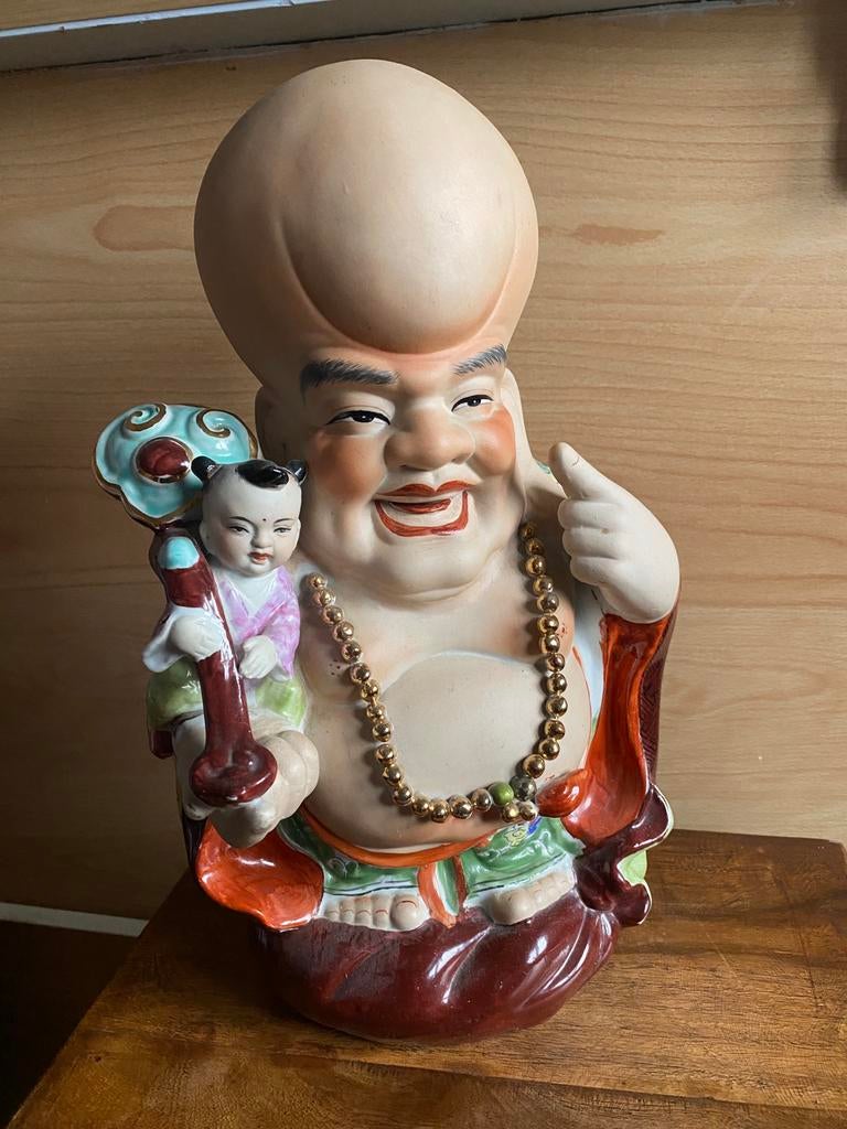 Lachende Boeddha - ongeveer 35cm, Maison & Meubles, Accessoires pour la Maison | Statues de Bouddha, Utilisé, Enlèvement