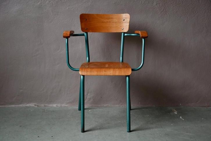 Buisvormige bureaustoel voor scholen uit het midden van de e, Huis en Inrichting, Bureaustoelen, Gebruikt, Bureaustoel, Bruin