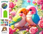 nr 608 Diamond Painting vogeltjes met rozen 40x40cm (rond), Verzenden, Nieuw, Knutselwerk