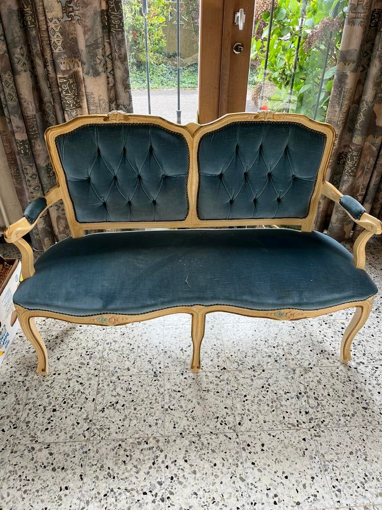 klassiek bankje in Louis XV-stijl,, Maison & Meubles, Canapés | Sofas & Chaises Longues, Utilisé, Deux personnes, Enlèvement