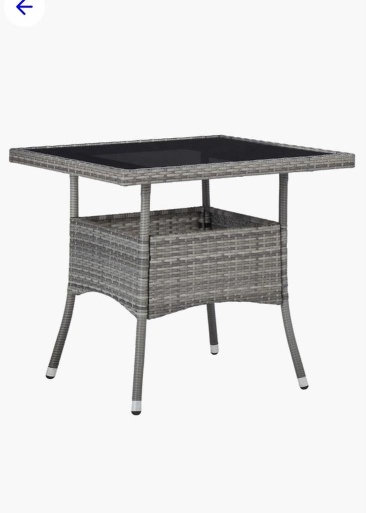 Table de jardin en rotin avec plateau en verre, Jardin & Terrasse, Enlèvement