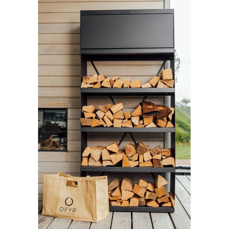 Nieuwe Ofyr Woodstorage Black 100 Houtopslag, Jardin & Terrasse, Barbecues au charbon de bois, Neuf, Enlèvement