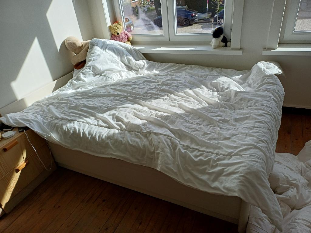 Donsdeken 180x200, Gebruikt, Wit, Tweepersoons, Ophalen of Verzenden