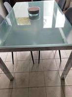 Belle table en verre trempé cadre métallique (neuf 459e), Enlèvement, Utilisé, Verre