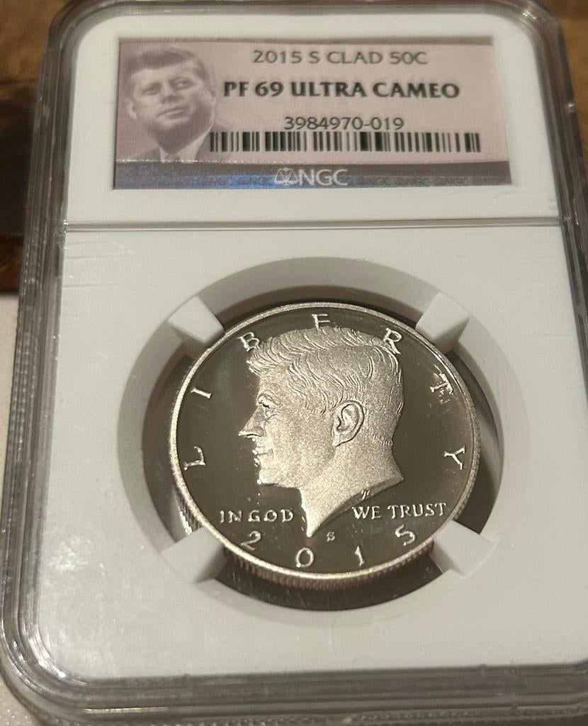 USA half dollar john F kennedy 2015 S PF69 ultra cameo, Postzegels en Munten, Munten | Amerika, Ophalen of Verzenden
