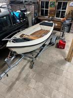 Mooie stalen boot/sloep compleet met 5pk motor en trailer, Watersport en Boten, Sloepen, Ophalen, Gebruikt, Tot 10 pk, Staal