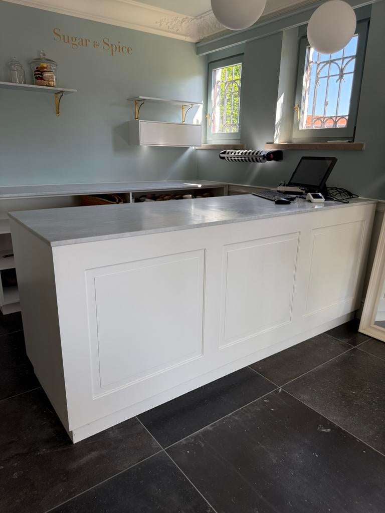 Luxe toonbank / winkelbalie op maat – marmer – nieuwstaat, Enlèvement, Bureau