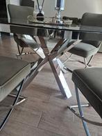 Houten eettafel met 4 stoelen, Ophalen, Zo goed als nieuw