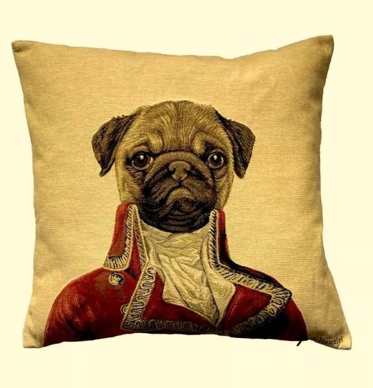 Mr Montague PUG kussenhoes van Thierry Poncelet., Huis en Inrichting, Woonaccessoires | Kussens, Nieuw, Vierkant, Ophalen of Verzenden