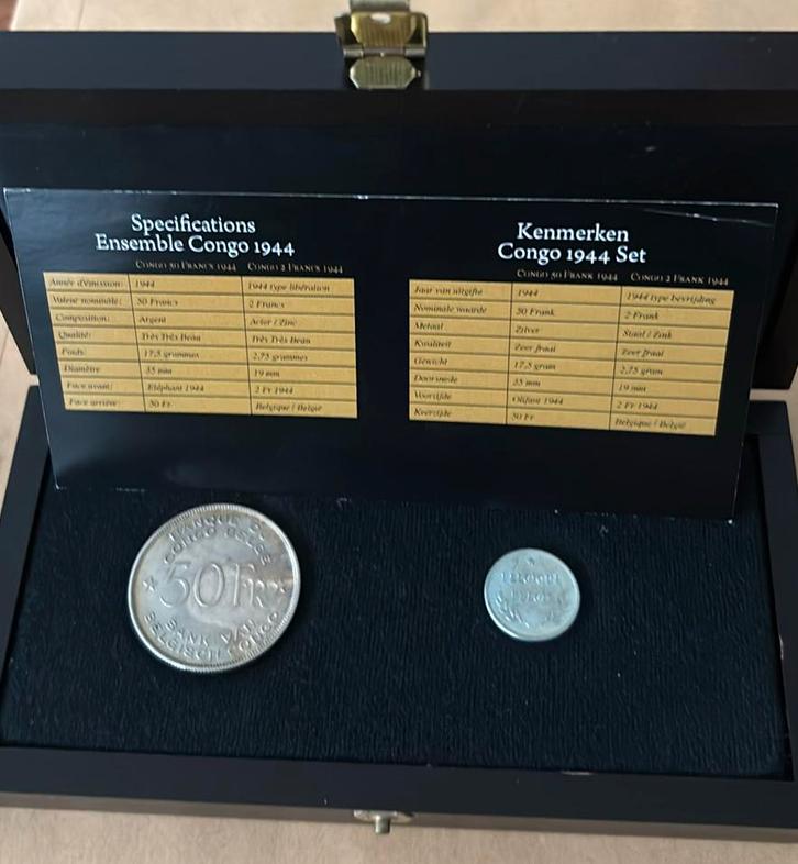 Rare , coffret Congo Belge 1944, Timbres & Monnaies, Monnaies | Belgique, Argent, Argent, Enlèvement ou Envoi