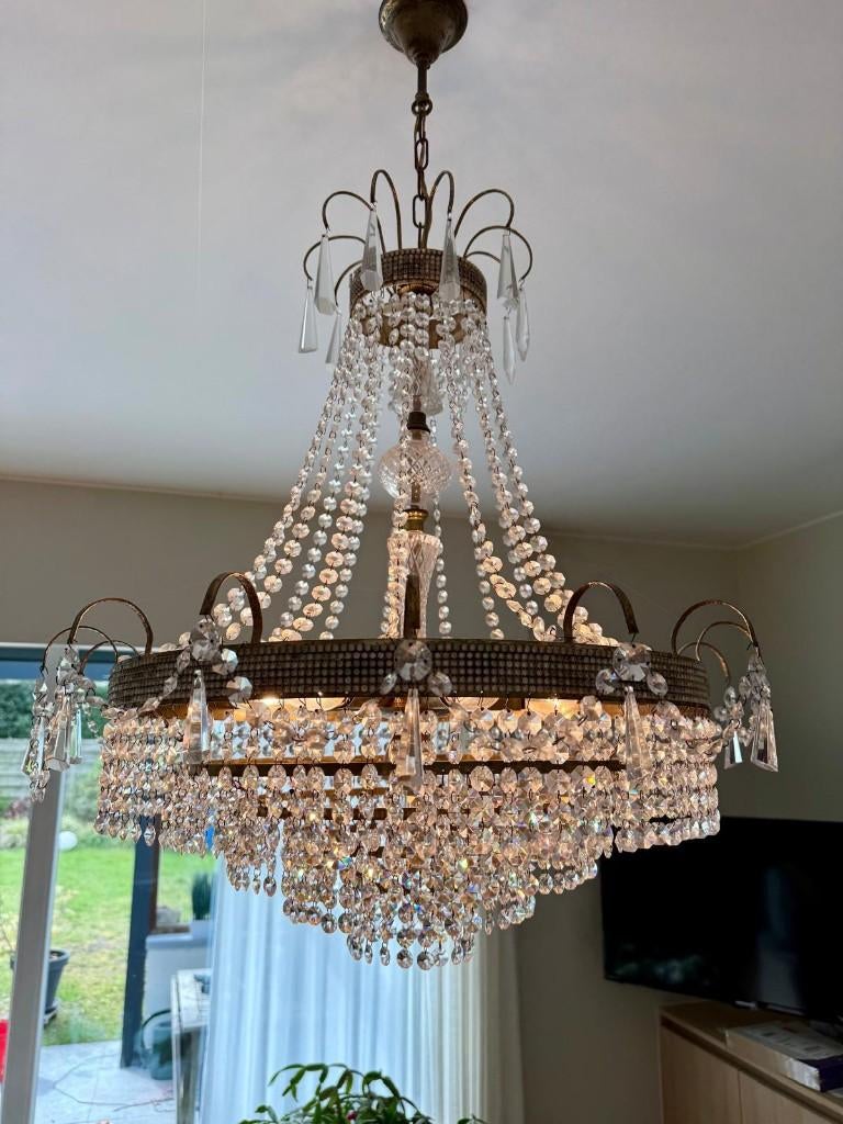 Antieke Empire Luster - Handgeslepen - Cristal d'Albret, Huis en Inrichting, Lampen | Kroonluchters, Glas, Ophalen