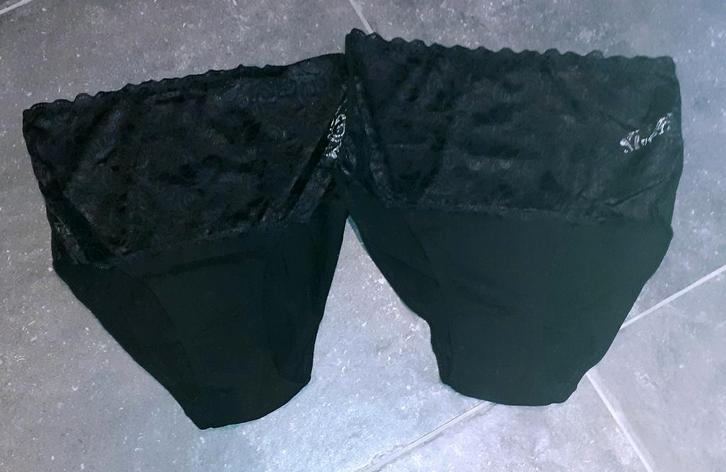 slip set 2 sexy retro hoge taille zwart met kant Zeeman XL, Kleding | Dames, Ondergoed en Lingerie, Slip, Zwart, Ophalen of Verzenden