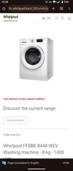 WHIRLPOOL Front loading washing machine C (FFBBE 8448 WEV), Elektronische apparatuur, Wasmachines, Ophalen, 1200 tot 1600 toeren