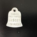 Dog tag hangertje Rabies vaccinated Connaught (Ierland), Overige materialen, Gebruikt, Ophalen of Verzenden, Zilver