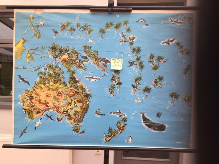 Retro schoolkaart - Australië/Wildlife - Kaart 331(-20%!), Huis en Inrichting, Woonaccessoires | Wanddecoraties, Ophalen of Verzenden