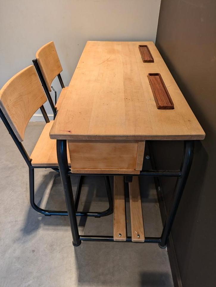 Retro schoolbankje, Huis en Inrichting, Barren, Ophalen