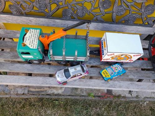 Bruder camion met karre met crossauto's met kraan, Kinderen en Baby's, Speelgoed | Overig, Gebruikt, Jongen of Meisje, Ophalen