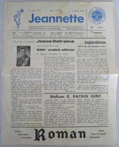 Football RFC Renaisien magazine du club Jeannette 8/10/1961, Collections, Articles de Sport & Football, Utilisé, Livre ou Revue
