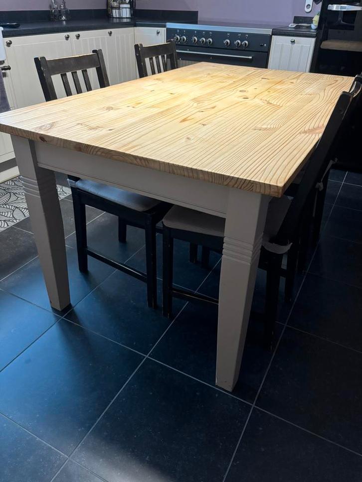 Table + 4 chaises, Maison & Meubles, Tables | Tables à manger, Utilisé, 50 à 100 cm, 150 à 200 cm, Cinq personnes ou plus, Rectangulaire