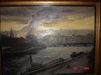 Huile sur toile "Incendie de la Grand'Poste de Liège" 6 sept, Antiquités & Art, Enlèvement