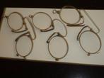 3x antiek bril LORGNET knijpbril echt glas goudkleur montuur, Ophalen of Verzenden
