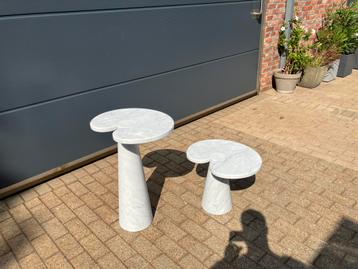 2 tables d’appoint Eros Angelo Mangiarotti marbre de Carrara, Enlèvement ou Envoi, Arabescato Travertin mortex cassina b&b italia artifort knoll