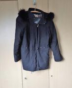 zwart jas met cap en pels, Noir, M city style, Porté, Taille 42/44 (L)