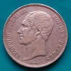 België 5 frank zilver Leopold I  1865 - overslag 6 / 5 rare, Zilver, Ophalen of Verzenden, Losse munt, Zilver