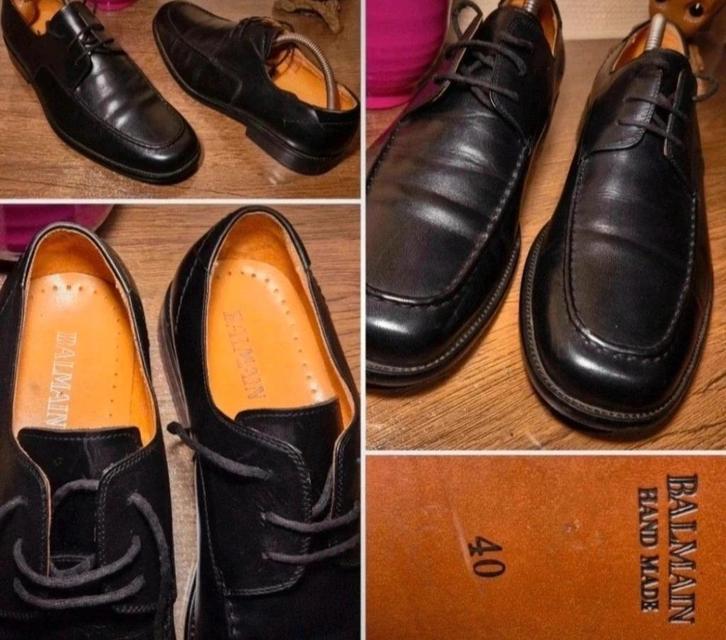 Balmain_ leren straatschoen voor heren _ Maat 40, Kleding | Heren, Schoenen, Zo goed als nieuw, Wandelschoenen, Zwart, Ophalen of Verzenden