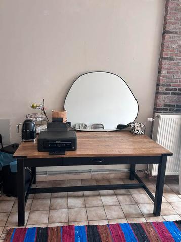 TE KOOP : industriële tafel - mangohout & staal (met lades) beschikbaar voor biedingen