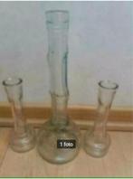 3 smalle glazen vaasjes, Gebruikt, Verzenden, Wit, Glas
