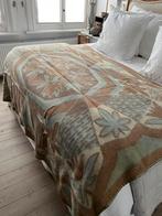 ZEER MOOI DEKEN WOONDEKEN SPREI LICHTBLAUW BRUIN VINTAGE, Huis en Inrichting, Slaapkamer | Beddengoed, Gebruikt, Bruin, Tweepersoons