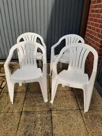 4 chaises de jardin en plastique blanc, Enlèvement, Utilisé, Synthétique