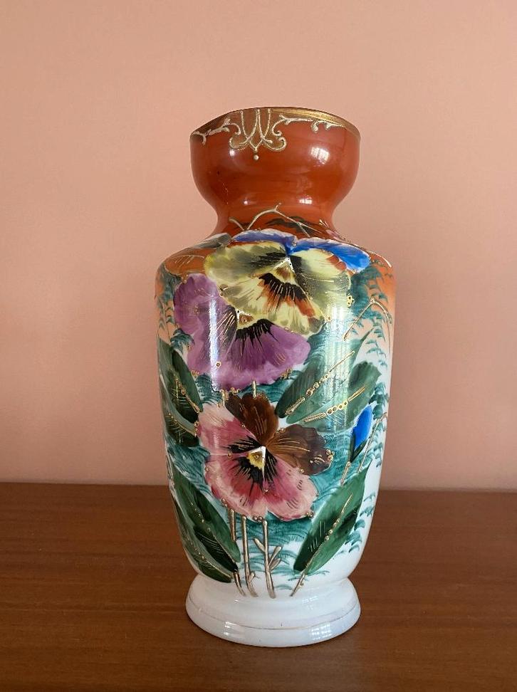 Victoriaanse opaline vaas, handbeschilderd, Antiek en Kunst, Antiek | Vazen, Ophalen