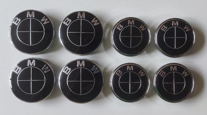 Set van 4 BMW 56/60/68 mm wieldoppen Volledig zwarte logo's, Auto diversen, Overige Auto diversen, Ophalen of Verzenden