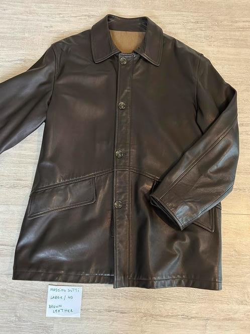 Lederen vest Massimo Dutti large, Kleding | Heren, Jassen | Zomer, Zo goed als nieuw, Maat 52/54 (L), Bruin, Ophalen of Verzenden