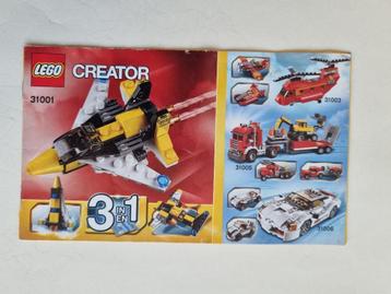 LEGO creator 31001 vliegtuig, Enlèvement ou Envoi, Ensemble complet, Lego
