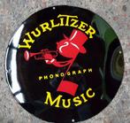 Wurlitzer phonograph Music emaillen reclame decoratie bord, Verzamelen, Merken en Reclamevoorwerpen, Reclamebord, Ophalen of Verzenden