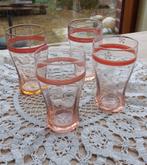 heel oude  roze drinkglazen, Verzamelen, Glas en Drinkglazen, Ophalen, Gebruikt, Waterglas