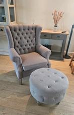 Landelijke stoffen fauteuil/zetel met poef, Huis en Inrichting, Zetels | Zetels, Ophalen, Gebruikt