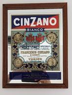 Spiegel Cinzano 32cmx25cm, houten kader, Reclamebord, Gebruikt, Ophalen of Verzenden