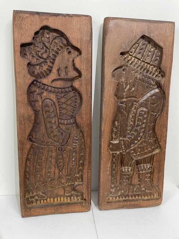 Antieke speculaasplank x2 (koppel), Antiek en Kunst, Antiek | Keukengerei, Ophalen of Verzenden