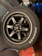 4 Banden TOYO 205/50R15 + velg Japan Racing Wheel, Auto-onderdelen, Banden en Velgen, Gebruikt, 15 inch, 205 mm, Band(en)