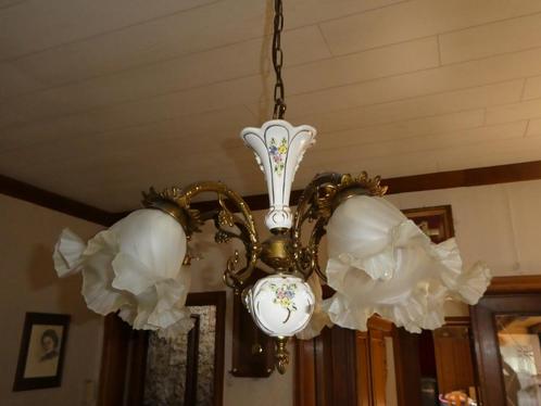 franse porceleine kroonluster - 5 lampen.prijsdaling., Antiek en Kunst, Antiek | Keramiek en Aardewerk, Ophalen