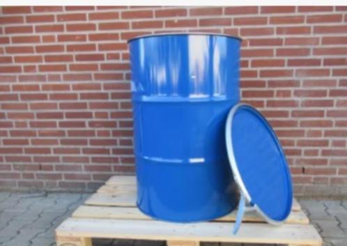 Stalen vat 210 liter 1x gebruikt 1000 stuks op voorraad!!, Tuin en Terras, Regentonnen, Zo goed als nieuw, Metaal, 150 liter of meer